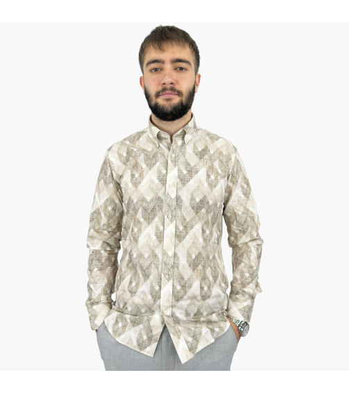 COTTON BASKILI SLİMFİT GÖMLEK