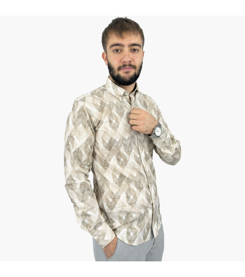 COTTON BASKILI SLİMFİT GÖMLEK