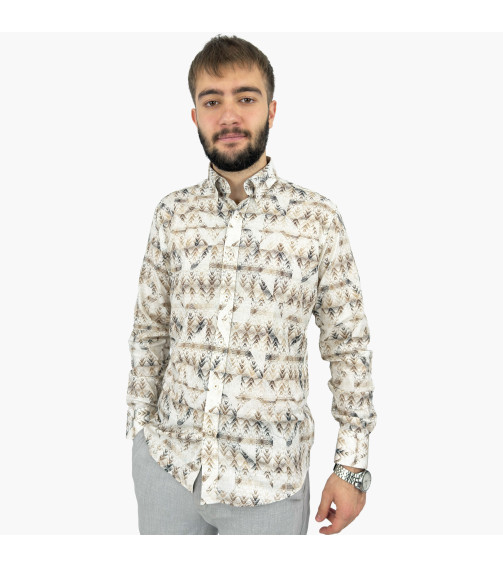 COTTON BASKILI SLİMFİT GÖMLEK
