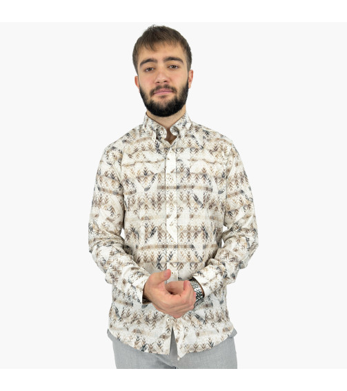 COTTON BASKILI SLİMFİT GÖMLEK