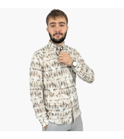 COTTON BASKILI SLİMFİT GÖMLEK