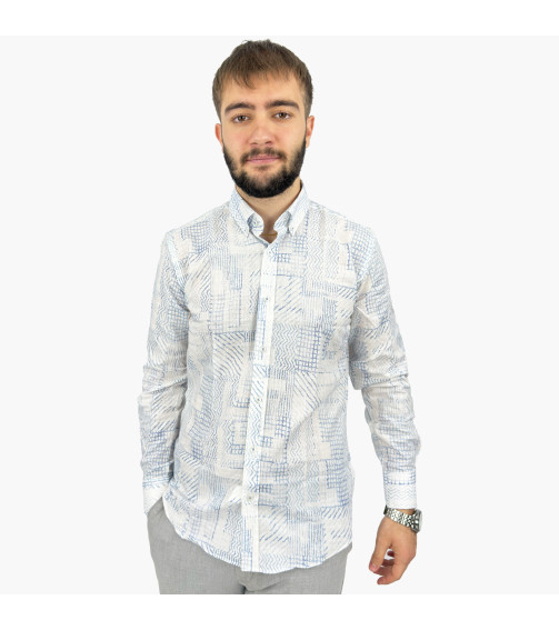 COTTON BASKILI SLİMFİT GÖMLEK