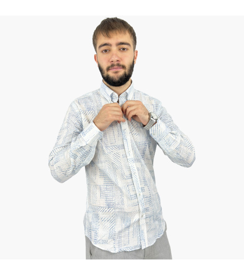 COTTON BASKILI SLİMFİT GÖMLEK