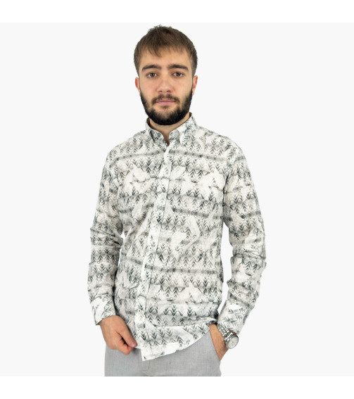 COTTON BASKILI SLİMFİT GÖMLEK